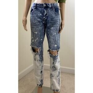 CJ Black slim flex zip cuff distress jeans acid-wash style size 32/32